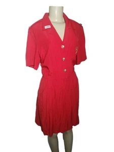 Vintage S L Fashions Short Jumper Red Jumpsuit Romper Women Pockets Y2K Size 14  - Picture 1 of 10