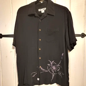 Camisa Quiksilver Para Hombre Botón Delantero Negra Seda Manga Corta Talla Grande  - Imagen 1 de 4