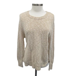 J.Crew Womens Marled Yarn Teddie Sweater Size M Tan White Neutral Preppy Capsule - Picture 1 of 13