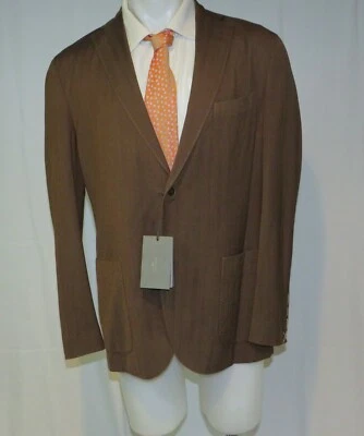 Abrigo deportivo Boglioli marrón espiga K chaqueta dos botones 42R nuevo con etiquetas $1595 Foto 1 de 4