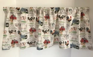 Farmhouse Valance Chicken Tractor Pig Cow Window Treatment Custom Made 42 W x 14 - Picture 1 of 5