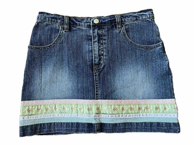 VTG Lilly Pulitzer Girls Denim Skort Floral Ribbon Trim Preppy Beach Boho 12 - Image 1 of 4