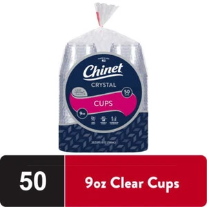 Chinet Crystal® Premium Disposable Plastic Cups, Clear, 9 oz, 50 Count - Picture 1 of 7