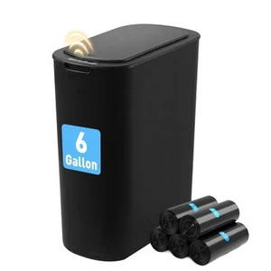 Automatic Bathroom Garbage Bin with Lid, 6 Gallon Touchless Trash Bin, Smart ... - Picture 1 of 7