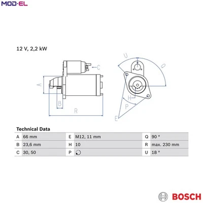 STARTER 0 986 025 400 FOR AUDI A4/Allroad/S4 Q5/SUV/Van A5/Sportback/S5 A8L 6cyl - Image 1 of 4
