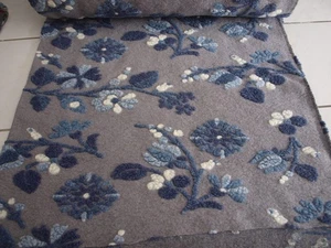 Musterwalk Musterwalkstoff Blumen blau auf grau Walkstoff Italien Walkloden Walk - Bild 1 von 4