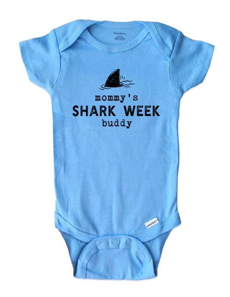 mommy's shark week buddy Grandpa Uncle Auntie Daddy Grandma Baby Bodysuit Shirt - Image 1 of 1