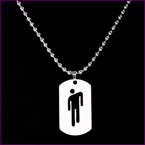 Billie Testa Inclinata Tag Acciaio Inox Ciondolo Collane Moda Hip Hop - Foto 1 di 24