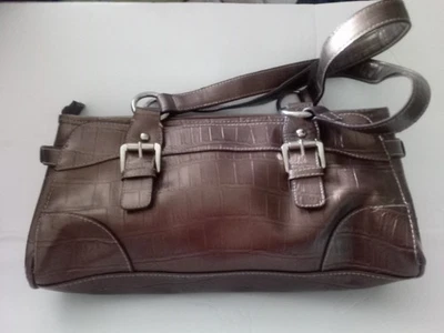 EUC East 5 коричневый бронзовый искусственной рептилии искусственной кожи ручки сумочки сумка - Изображение 1 из 4