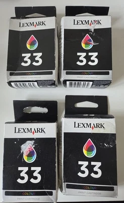 GENUINE LEXMARK 33 COLOUR INK cartridges - Sealed Packaging - 4 Cartridges - Image 1 of 4