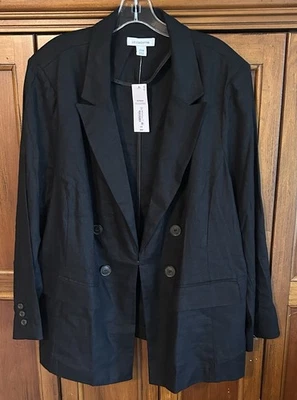 Chaqueta Blazer Liz Claiborne Negra Doble Pecho 22W Nueva con Etiquetas $84 Foto 1 de 4