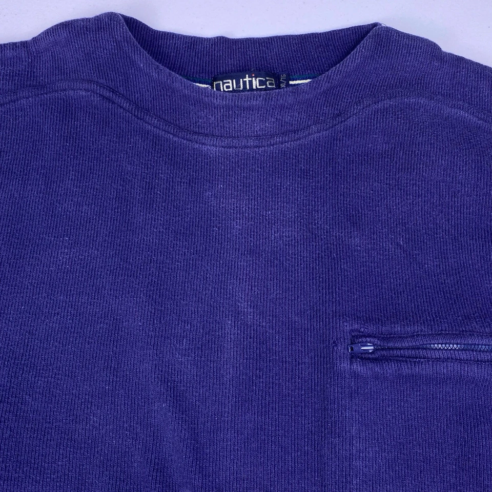 90s Nautica Sweater XL Mens Pullover Pocket Faded Navy Normcore GUC - Image 1 of 4