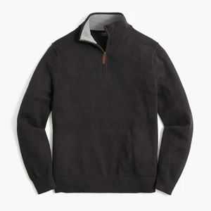 J Crew Mens Black Half Zip Sweater Long Sleeve Mock Neck Cotton Size XL NWOT - Picture 1 of 7