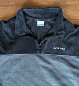 Columbia Black Gray Fleece Jacket 1/4 Zip Men's XXL (28" pit-pit, 38" sleeve) - Picture 1 of 5