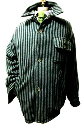 GIGLI 男式布夹克轰炸机意大利制造蓝色绿色条纹 M 码 — 第 1/4 张图片