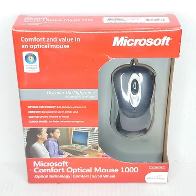 NEW Microsoft Comfort Optical Mouse 1000 USB PC Windows Mac SEALED - Image 1 of 4