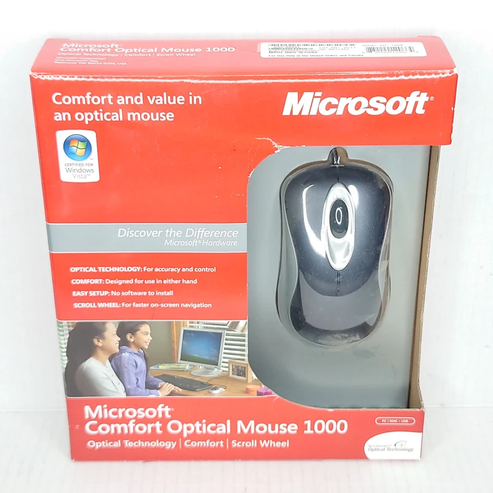 Microsoft Comfort Optical Mouse 1000 Scroll Wheel Model 1068