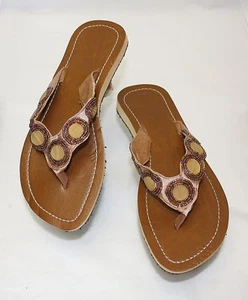 Sandalen Boho Pailletten Sandale braun Zehensteg Hippie BohemianSandalen Bali 39 - Bild 1 von 1