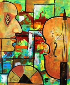 PINTURA AL ÓLEO ORIGINAL lienzo abstracto ARTE CONTEMPORÁNEO por Pronkin 2012 cuerda - Imagen 1 de 6