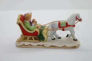 Lefton Colonial Village Christmas Open Horse Sleigh 1987 Figurine - Bild 1 von 5