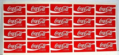 20 Enjoy Coca Cola Classic Soda Pop Stickers Coca Cola USA 1989 Adv Sheet - Image 1 of 2
