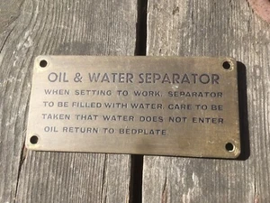 Vintage Cast Brass Nameplate , Oil & Water Separator - Picture 1 of 2