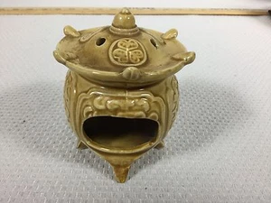 MADE IN JAPAN MUSTARD CERAMIC FOOTED  INCENSE BURNER vintage  - Bild 1 von 8