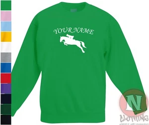 Personalised Show jumping Horse sweatshirt Children's equestrian - Just add name - Picture 1 of 13
