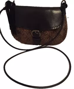 Henry Beguelin ANTHEA Black Leather Tan Pony Hair Cross Body Messenger Bag #1959 - Picture 1 of 12