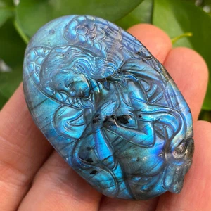 TOP Calavera de ángel labradorita natural tallada a mano Cristal de cuarzo Reiki Sanación 1 pieza - Imagen 1 de 12