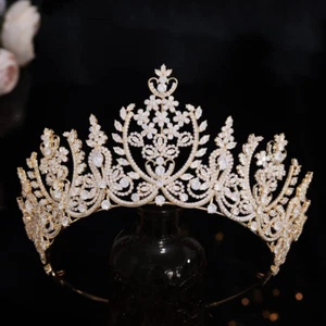 Aoligracre Luxury Cubic Zirconia Wedding Tiara and Crown for Women Big Pageant H - Picture 1 of 12