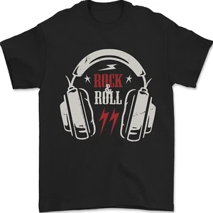 Camiseta De Hombre Rock N Roll Con Auriculares 100% Algodón - Imagen 1 de 2