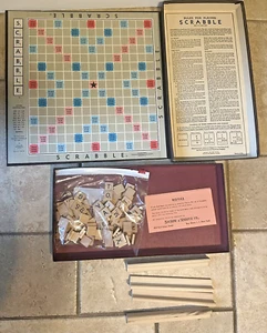 Vintage 1948-1953 SCRABBLE Board Game Selchow & Righter Complete 100 Wood Tiles - Picture 1 of 6