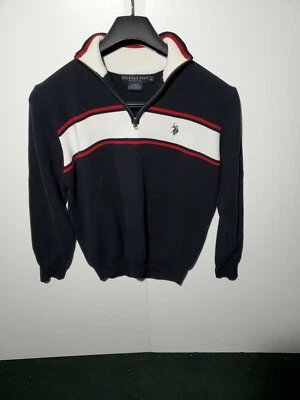 US Polo Assn. Men’s Sweater Size M Long Sleeve Mock Neck 1/2Front Zip Black - Image 1 of 4