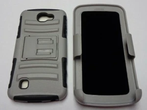GRAY & BLACK Hybrid 3 in1 TPU Case For LG Optimus Zone 3 K4 Spree VS425/K3 LS450 - Picture 1 of 7