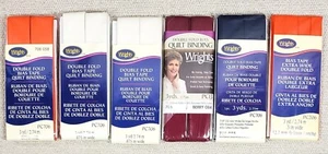 6 neue Pkgs WRIGHTS Doppelfaltung SCHRÄGBAND Quilt Bindung 3/4" & 1/2" Creme Orange Marine - Bild 1 von 2
