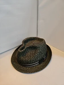 Ben Sherman Black, Gray And White Fedora Hat L/XL Paper straw - Picture 1 of 4