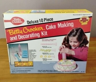 Kit de mezcla y decoración de pasteles Betty Crocker #224 niños niños 10 piezas NUEVO EN CAJA Foto 1 de 4
