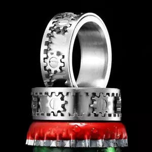 Engranaje giratorio inquieto de acero inoxidable anillos para hombres mujeres joyas punk nuevo en Rock Str - Imagen 1 de 12