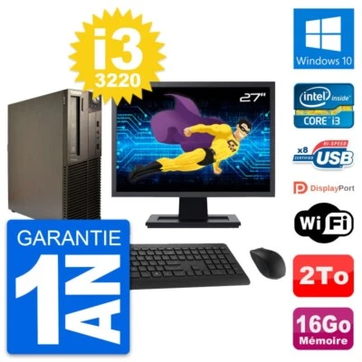 PC LENOVO M82 SFF Pantalla 27" Intel i3-3220 RAM 16Go Disco 2To Windows 10 Wifi - Imagen 1 de 3
