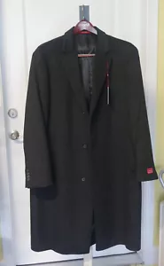 Men's Coat - IZOD - 46 Regular Black Button Up Woolen Lined Heavyweight 44” Long - Picture 1 of 4