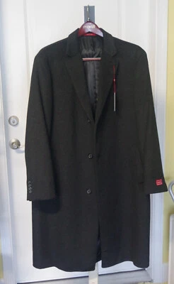 Men's Coat - IZOD - 46 Regular Black Button Up Woolen Lined Heavyweight 44” Long - Image 1 of 4