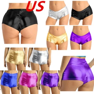 Women's Shiny Leather Shorts Hot Pants Low Rise Booty Dancing Shorts Clubwear - Picture 1 of 82