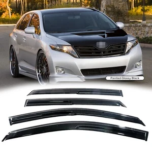 PARA TOYOTA VENZA 2008-2016 CLIP EN NEGRO BRILLANTE TINTADO VENTANA LATERAL VISERA ADORNO - Imagen 1 de 7
