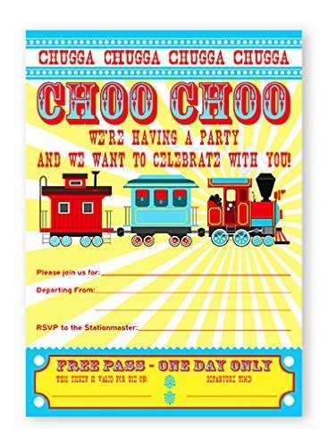 火车派对大号邀请函 - 10 个邀请函 + 10 个信封 — 第 1/1 张图片