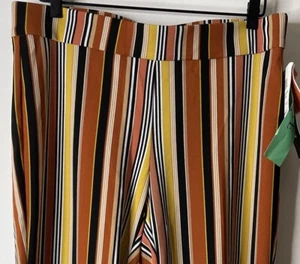 89TH MADISON Womens Casual Striped Trouser Pant Elastic Waist Size Petite Large - Picture 1 of 8