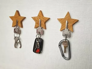 3er-Set magnetische Schlüsselhalter, Schlüsselleiste, Stern, Eiche, NEU - Bild 1 von 9