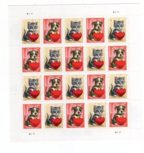 2023 Forever Love Kitten and Puppy full Sheet of 20, Scott #5745-5746, Mint NH - Bild 1 von 1