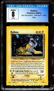 CGC 8 CASI NUEVO-COMO NUEVO Raikou 13/64 ERROR DE CORTE CUADRADO Holo Raro Tarjeta Pokémon 016 - Imagen 1 de 3