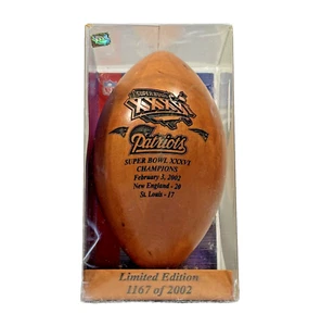 New England Patriots Super Bowl XXXVI Champions Solid Wood Football Grid Works - Picture 1 of 16